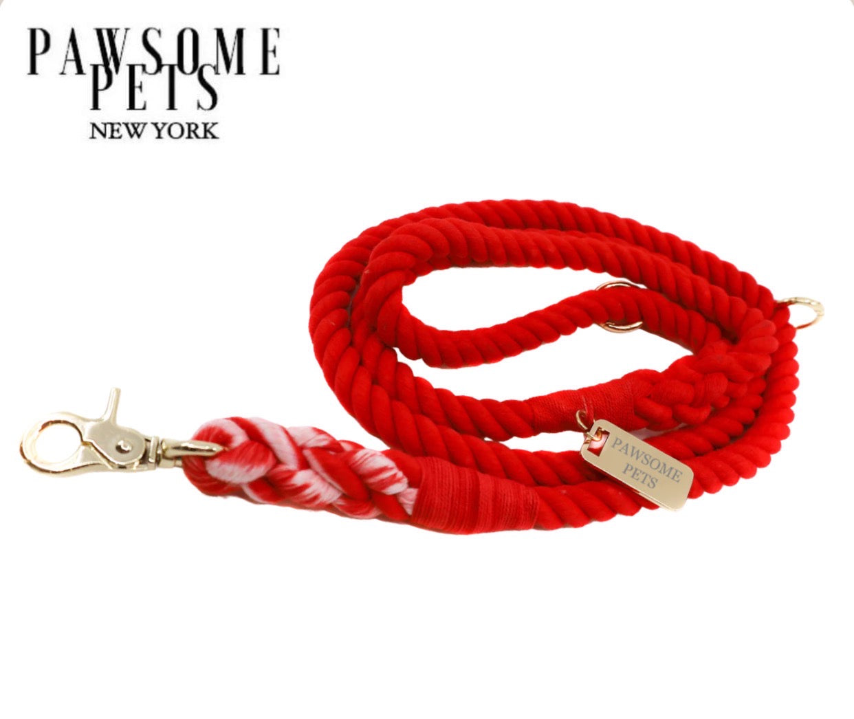 ROPE LEASH - RED ROSE