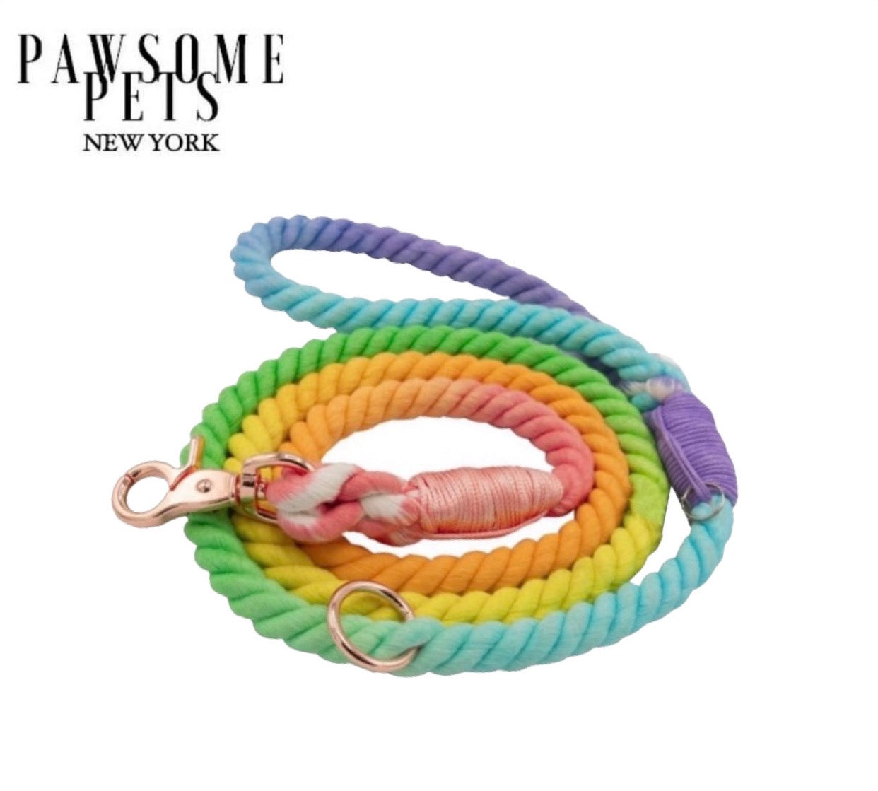 ROPE LEASH - PASTEL RAINBOW by Pawsome Pets
