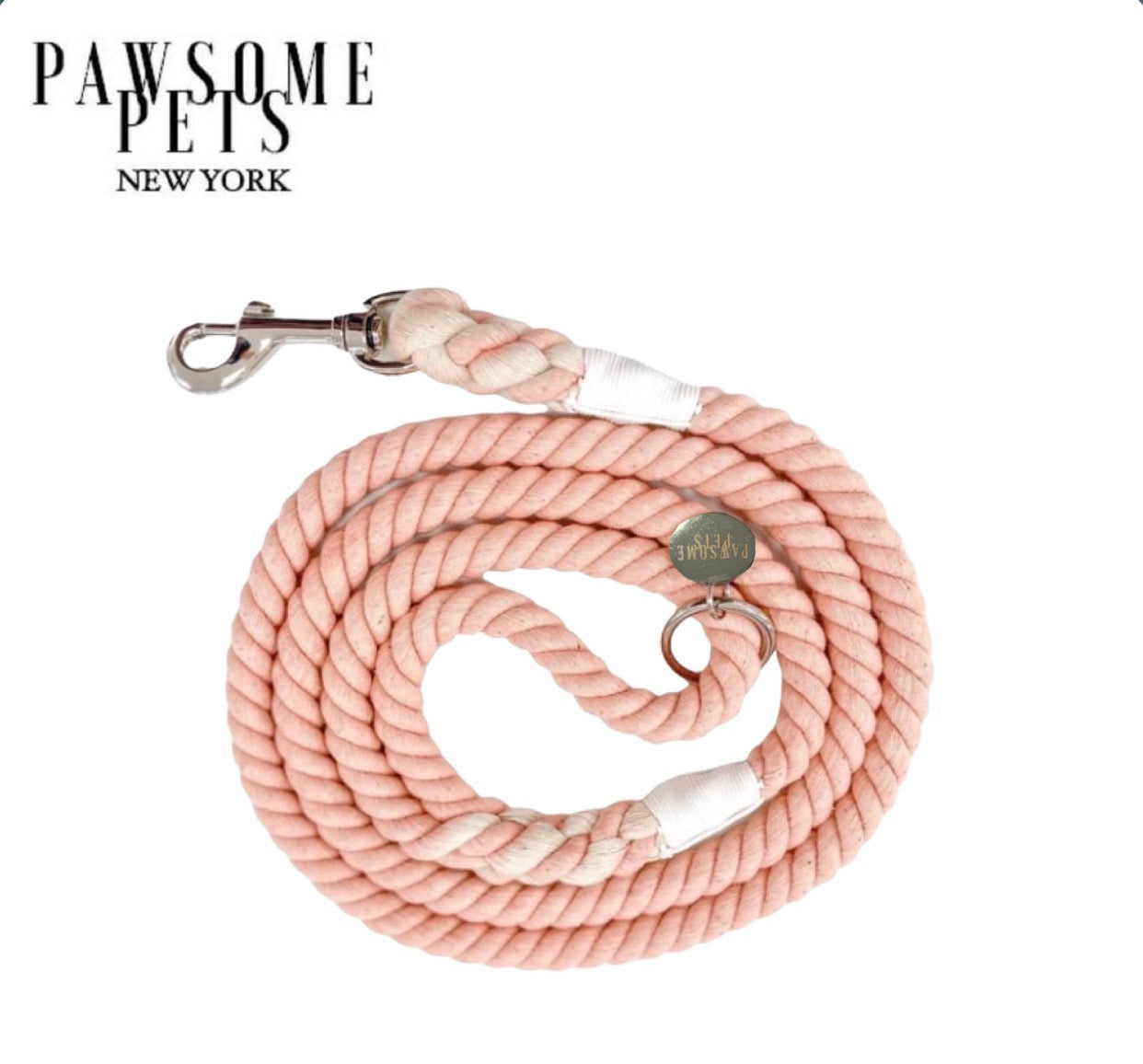 ROPE LEASH -  LIGHT CORAL PINK by Pawsome Pets