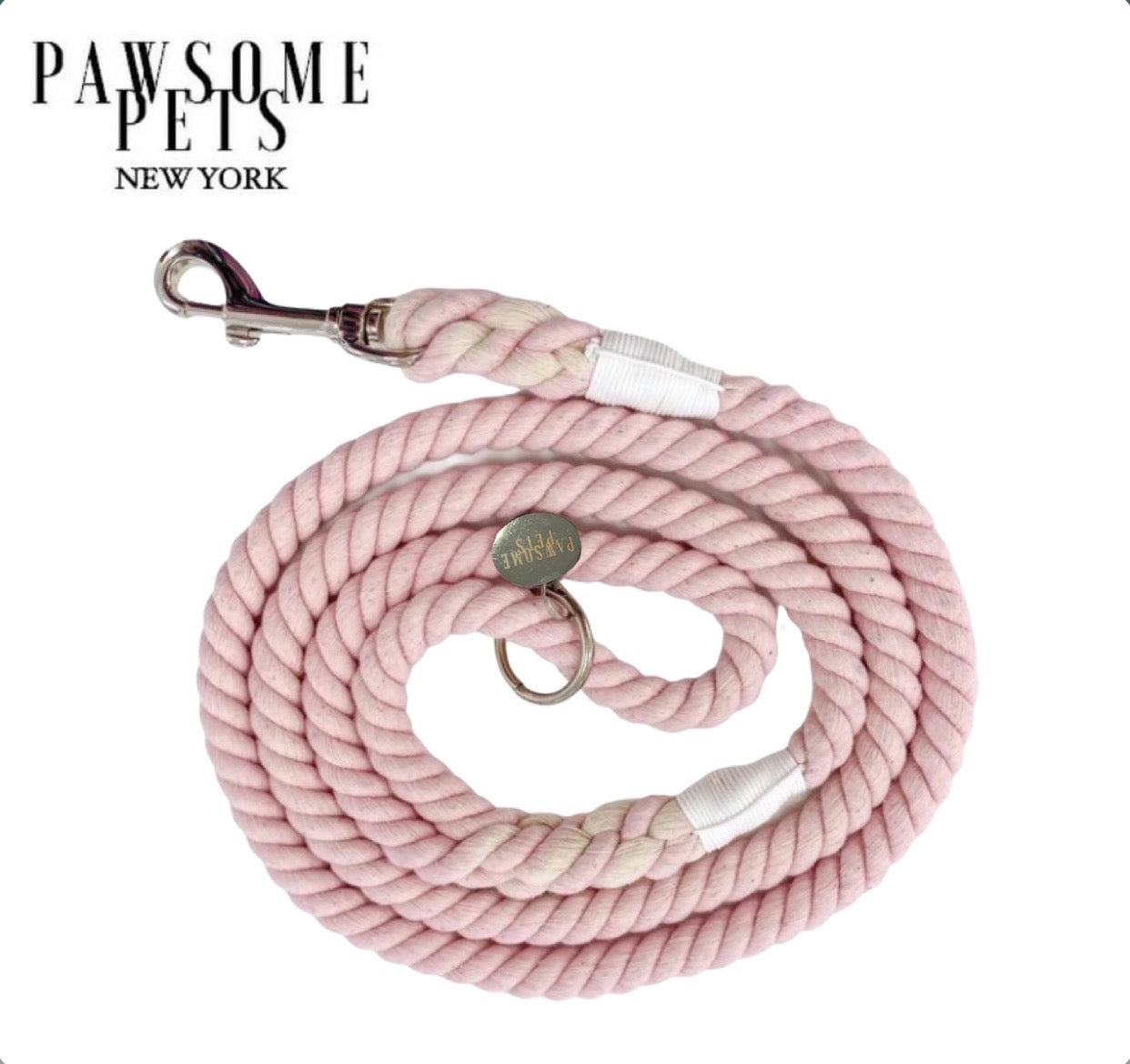ROPE LEASH - SILVER PINK