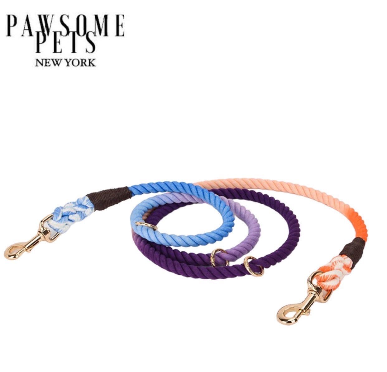 HANDS FREE DOG ROPE LEASH - OCEANSIDE RAINBOW by Pawsome Pets