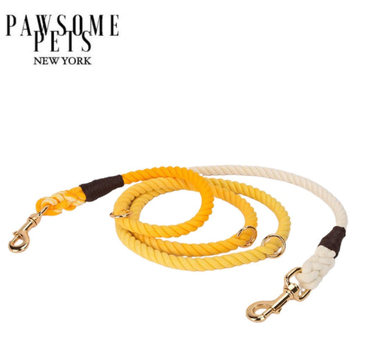 HANDS FREE DOG ROPE LEASH - OMBRE DARK YELLOW by Pawsome Pets