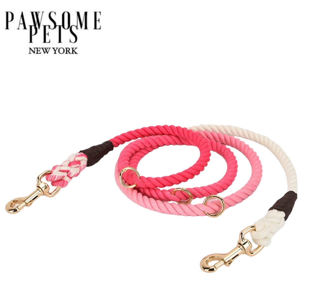 HANDS FREE DOG ROPE LEASH - OMBRE ROSE PINK by Pawsome Pets