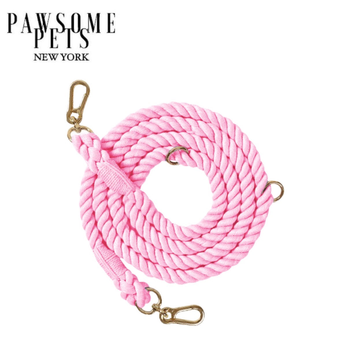 HANDS FREE DOG ROPE LEASH - PINK LOVE by Pawsome Pets