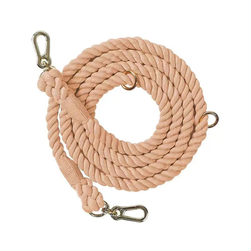HANDS FREE DOG ROPE LEASH - COTTON CORAL by Pawsome Pets