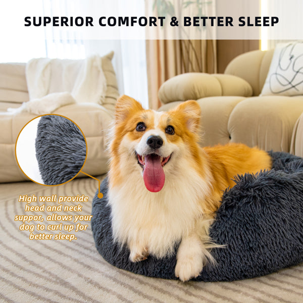 The Comfy Anti-Anxiety Fluffy Plush Donut Bed